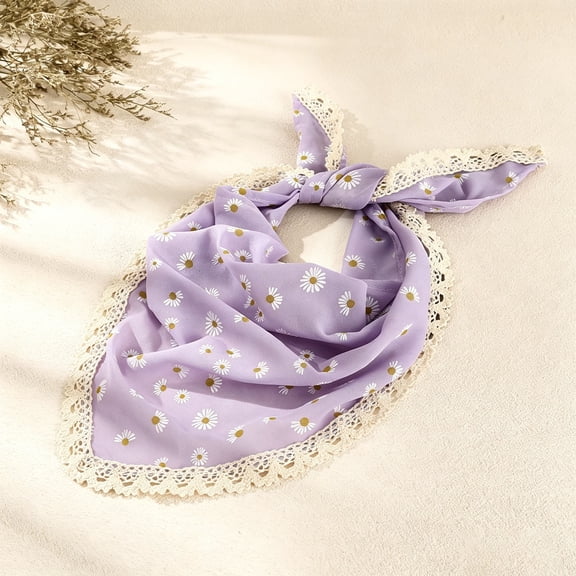 HuangHuanChen Headbands For Women Hair Scarves Bandanas for Women Triangle Kerchief Headband Knit Head Wrap Boho Head Bands Tie-Back Head Scarf Head Kerchief Purple One Size