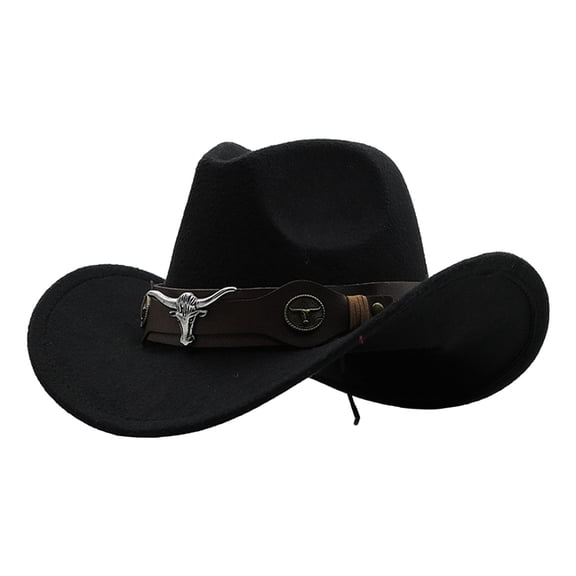 HuangHuanChen Men Hat Womens Woven Classic Cattleman Hat Outdoor cowboy Hat Men Baseball Caps Black