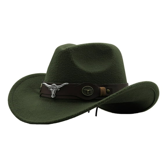 HuangHuanChen Men Hat Womens Woven Classic Cattleman Hat Outdoor cowboy Hat Men Baseball Caps Green