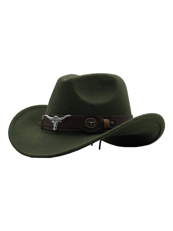 Men Hat Womens Woven Classic Cattleman Hat Outdoor cowboy Hat Men Baseball Caps Green