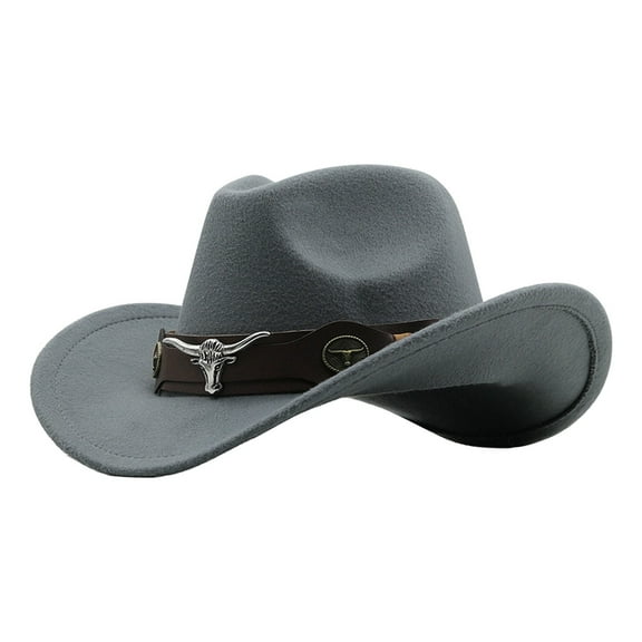 HuangHuanChen Men Hat Womens Woven Classic Cattleman Hat Outdoor cowboy Hat Men Baseball Caps Grey