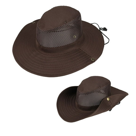 HuangHuanChen Mens Bucket Hats Outdoor Solid Color Cap Fisherman Cap Fishing Cap Sun Visor Cap Mountaineering Cap Coffee