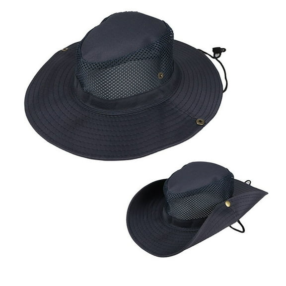 HuangHuanChen Mens Bucket Hats Outdoor Solid Color Cap Fisherman Cap Fishing Cap Sun Visor Cap Mountaineering Cap Navy