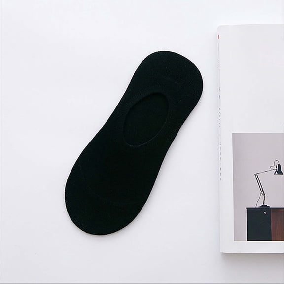HuangHuanChen No Show Socks Cotton Liner Socks No Slip Socks With Gel Tab Sport Socks Black