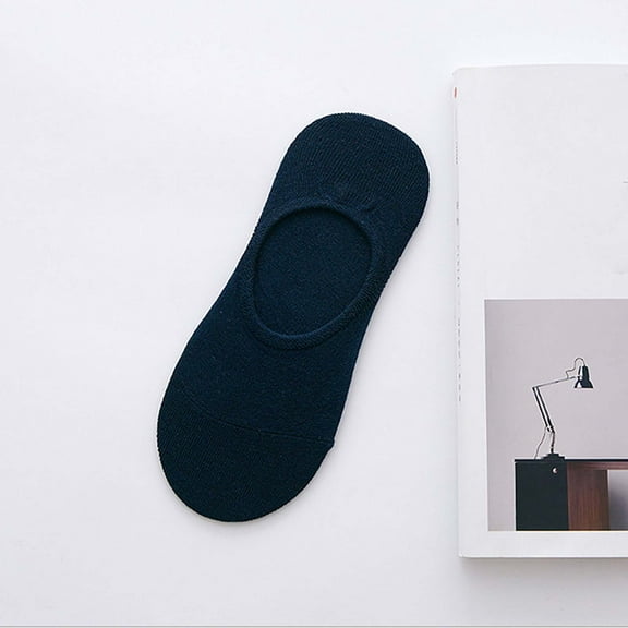 HuangHuanChen No Show Socks Cotton Liner Socks No Slip Socks With Gel Tab Sport Socks Navy