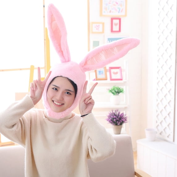 HuangHuanChen Plush Hats Cute Rabbit Ear Plush Animal Hat Cap Party Dress Cosplay Head Cover One Size