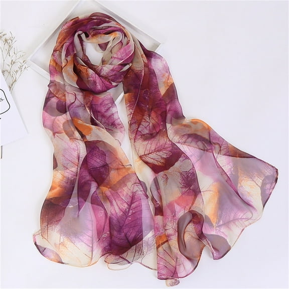 HuangHuanChen Scarfs For Women Lightweight Print Floral Pattern Scarf Shawl Fashion Scarves Sun Protection Shawls Wraps Purple