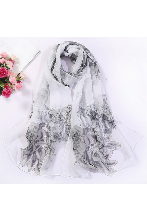 Scarfs For Women Lightweight Print Floral Pattern Scarf Shawl Fashion Scarves Sun Protection Shawls Wraps White