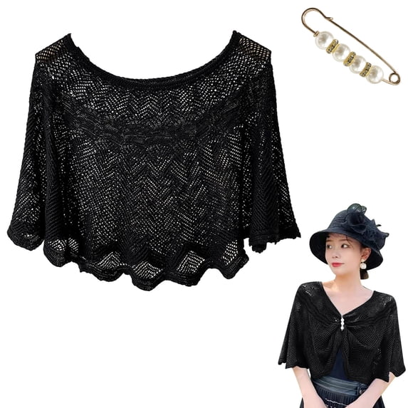HuangHuanChen Shawls and Wraps for Evening Dresses Casual Open Knit Top Lace Summer Lightweight Solid Hollow Out Knitted Sun Proof Shawl Wraps Shawl Wraps for Women