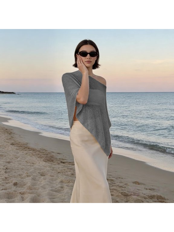 Shawls and Wraps for Evening Dresses Mesh PonchoWomens Poncho Lightweight Summer Pullover Sweater Shawl Wraps for Women