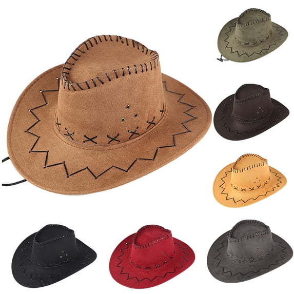 HuangHuanChen Summer Western Cowboy Hat Men Women Breathable Wide Brim Sun Hat Lightweight Grassland Travel Outing UV Protection Fashion Cowboy Hat for Beach Camping Riding Yellow One Size