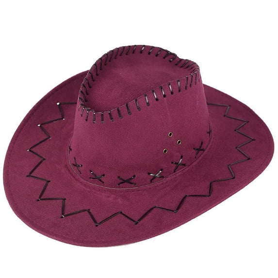 HuangHuanChen Cowboy Hats for Men Women Summer Western Breathable Wide Brim Sun Hat Grassland Travel Outing UV Protection Fashion Cowboy Hat for Beach Camping Riding Red 2026 Sales Under $1