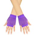 thumbnail image 1 of Summer Womens Short Fingerless Gloves Stretch Hollow Breathable Mesh Fish Net Gloves Punk Cutout Grid Fingerless Gloves for Party Rave Concert Street Fashion Accessory Purple 2026 Sales Under $1, 1 of 4