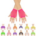 thumbnail image 1 of Summer Womens Short Fingerless Gloves Stretch Hollow Breathable Mesh Fish Net Gloves Punk Cutout Grid Fingerless Gloves for Party Rave Concert Street Fashion Accessory Red 2026 Sales Under $1, 1 of 5