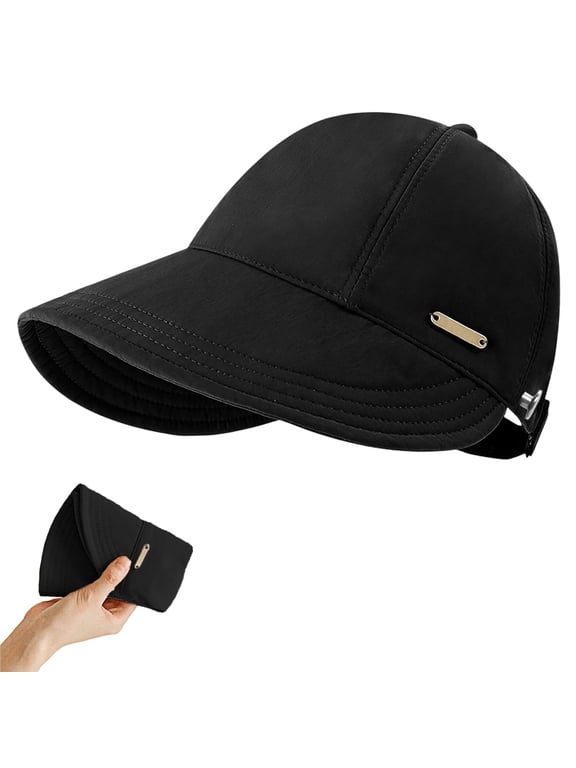 Sun Hat for Women Adjustable Sun Visor Hat Lightweight Breathable Casual Beach Hat Sports Cap Outdoor Travel Sun Protection Daily Wear Black A