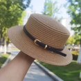 thumbnail image 1 of HuangHuanChen Sun Hat for Women Summer Wide Brim Woven Hat Fashion Beach Versatile Panama Hat Fedora Breathable Classic Straw Sun hats One Size, 1 of 3