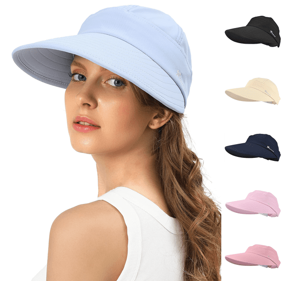 HuangHuanChen Sun Hats For Womens Wide Brim Visor UPF 50+ UV Protective Hiking Fishing Hats Sun Hat for Women Summer Beach Packable Cap Navy One Size
