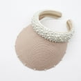 thumbnail image 1 of HuangHuanChen Sun Visor Hats for Women Hats for Women Womens Pearl Headband Hairpin Hat Sunscreen Sunshade Woven Hollow Sunhat Sun Hat for Women Pink, 1 of 3