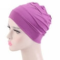 thumbnail image 1 of HuangHuanChen Turban for Women Solid Color Head Wrap Sleeping Hat Chemo Cancer Hat Turban Hat Muslim Hat Head Wraps For Women One Size, 1 of 3