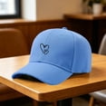 thumbnail image 1 of HuangHuanChen Unisex Baseball Cap Love Heart Printed Dad Hat Adjustable Solid Color Low Crown Visor Cap Sun Hat for Men Women Summer Sun Protection Sky Blue One Size, 1 of 4
