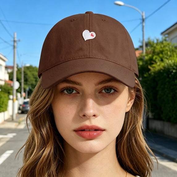 HuangHuanChen Unisex Baseball Caps Lover Heart Embroidery Summer Sunshade Hat Sun Caps Student's Versatile Visor Hat Baseball Caps Daily Wear