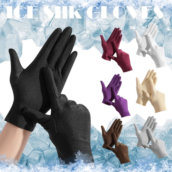 HuangHuanChen Unisex Ice Silk Sun Protection Gloves Breathable Cool Touch Gloves Skin-Friendly Non-Slip Lightweight Outdoor Gloves for Cycling Driving Fishing Running Sports Red One Size