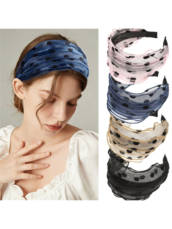 Wide Headbands for Women Polka Dot Large Head Bands With Teeth Non-slip Thick Fashion Hairbands Hair Accessories for Women Head Wrap Pink One Size