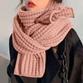 thumbnail image 1 of HuangHuanChen Winter Scarves for Women Solid Color Knit Wool Scarf Neck Warmer One Size, 1 of 5