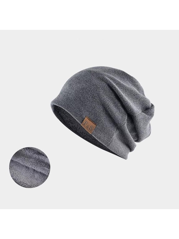 Winter Warm Beanie Fall Winter Pile Hat Lattice Pile Of Hats Retro Warm Fashion Hat Classic Knit Beanie Hat Warm Thick Beanies Watch Hat Beanie for Men Dark Gray