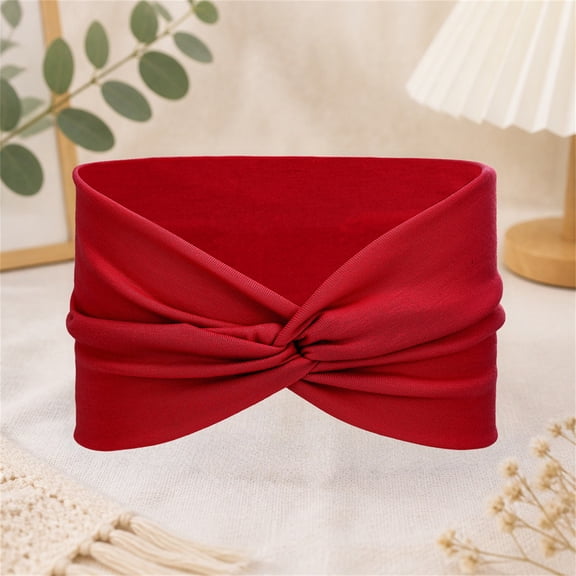 HuangHuanChen Women Headbands Wide Wrap African Wide Hair Wrap Extra Turban Head Bands for Lady Stretch Non-slip Big Hair Bands Sport Workout Red One Size