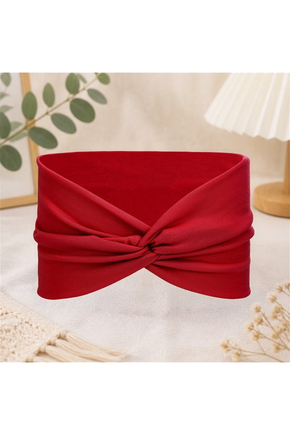 Women Headbands Wide Wrap African Wide Hair Wrap Extra Turban Head Bands for Lady Stretch Non-slip Big Hair Bands Sport Workout Red One Size