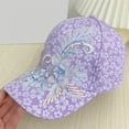 thumbnail image 1 of HuangHuanChen Women's Baseball Cap Summer Lace Style Mesh Back Sun Hat Running Cap Floral Baseball Cap Cotton Dad Hat Adjustable Ball Cap for Women Purple One Size, 1 of 6