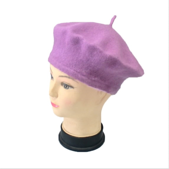 HuangHuanChen Women's Beret Hats for Women Solid Color Beret Bud Hat Painter Hat French Style Beanie Cap Solid Color Winter Hat for Women Beret for Women Purple