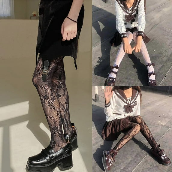 HuangHuanChen Women's Pantyhose Tights Net Long Sock Stockings Women's Opaque Tights With Patterns Multiple Choices C