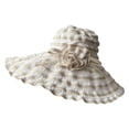 thumbnail image 1 of HuangHuanChen Women's Pleated Striped Sun Hat Wide Brim Floppy Hat UPF 50+ UV Protection Wide Brim Bucket Hat Sun Hats for Women Hiking Fishing Hats Beige One Size, 1 of 1