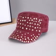 thumbnail image 1 of HuangHuanChen Women's Sparkle Studded Baseball Cap Gem Bling Ponytail Cap Adjustable Trucker Hat Outdoors Sun Cap Breathable Baseball Cap For Women Men Sequins Casual Sun Hat Red One Size, 1 of 3