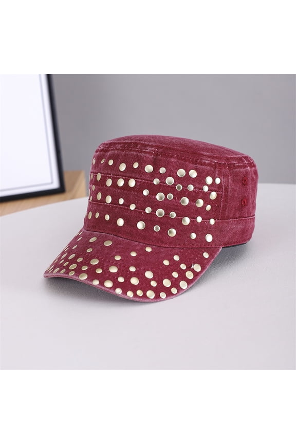 Women's Sparkle Studded Baseball Cap Gem Bling Ponytail Cap Adjustable Trucker Hat Outdoors Sun Cap Breathable Baseball Cap For Women Men Sequins Casual Sun Hat Red One Size