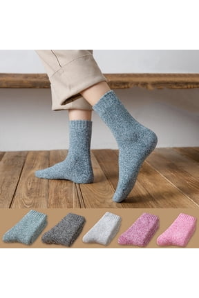 Womens Crew Socks Casual Lightweight Thick Cotton Socks Thick Socks Mid Calf Socks Fuzzy Loop Knit Towel Socks Moisture-Wicking Cushioned Socks for Women Autumn Winter Purple One Size