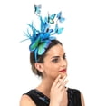 thumbnail image 1 of HuangHuanChen Womens Headband Headwear Plastic Butterfly Hair Hoop Hair Accessories Fascinators Cocktail Ball Wedding Tea Party Blue, 1 of 6