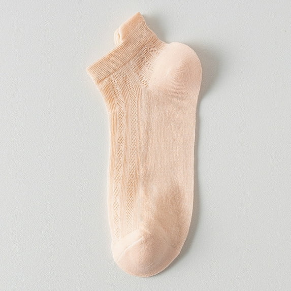 HuangHuanChen Womens No Show Socks Hollow Out Mesh Thin Solid Color High Elasticity Anti Slip Breathable Soft Anti Shrink Sports Cotton Socks Gold