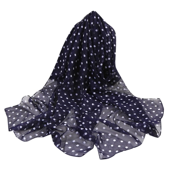 HuangHuanChen Womens Polka Dot Silk Scarf 160×50cm Lightweight Soft Sheer Neck Scarf for Women Versatile Fashion Thin Wrap Bandana for Summer Daily Outfit Wedding Travel Gift Blue One Size