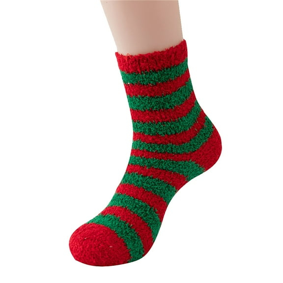 HuangHuanChen Womens Senior Fuzzy Socks Plush Sleeping Socks Home Coral Velvet Socks Christmas Socks Multicolor