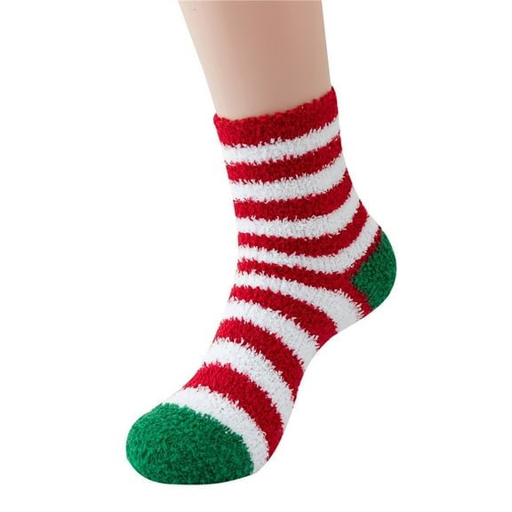 HuangHuanChen Womens Senior Fuzzy Socks Plush Sleeping Socks Home Coral Velvet Socks Christmas Socks Pink
