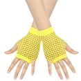 thumbnail image 1 of HuangHuanChen Womens Short Fingerless Gloves Stretch Hollow Breathable Mesh Fish Net Gloves Punk Cutout Grid Fingerless Gloves for Party Rave Concert Street Fashion Accessory Beige One Size, 1 of 4