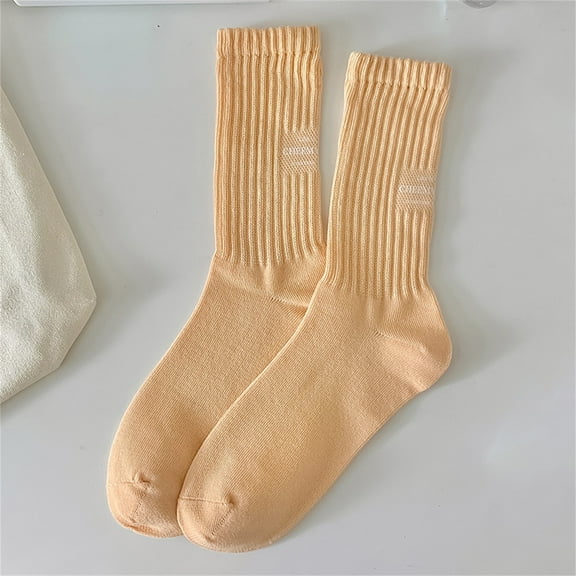 HuangHuanChen Womens Socks Thin Cotton Socks Soft Cotton Bootie Socks Above Ankle Crew Socks Orange