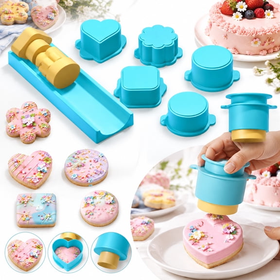 Cake Pop Mold 6 Shape Cutter Set with Pusher for Baking