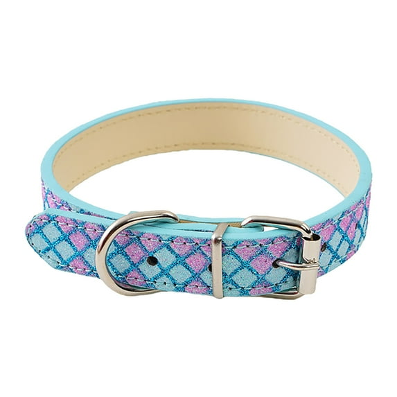 Huanghuaa Cat Collar Pet Collar Light Ring Reflective Cat Instagram Wind Leather Check Dog Collar Cat