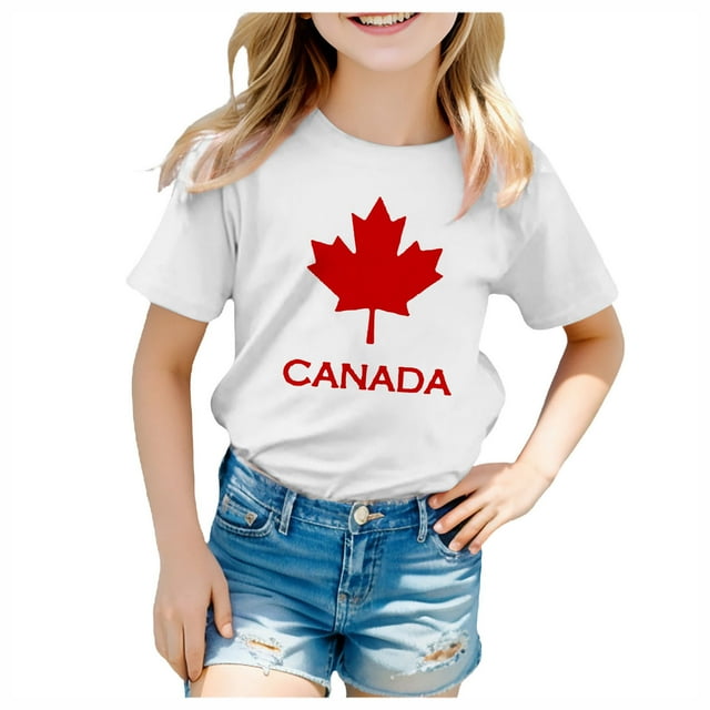 Huanghuaa Girls Short Sleeve Tee Summer Crewneck T Shirt Casual Fit