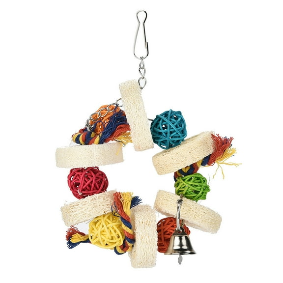 Huanghuaa Parrot Toy Birds Hanging Toy Biting Chewing Loofah Sponge