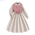 thumbnail image 1 of Huanglei Autumn Winter Girls Corduroy Dress With Detachable Vest And Sash Fashionable Long Sleeve Outfit For Toddler And Kids Stylish Layered For And Daily Wear Casual Holiday Dresses 11-12 Years, 1 of 5